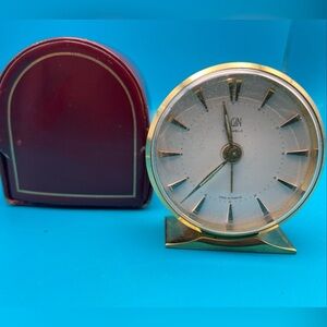 Elgin Travel  Alarm Clock w/ Case, TESTED , Brass Made In Germany, Manual
